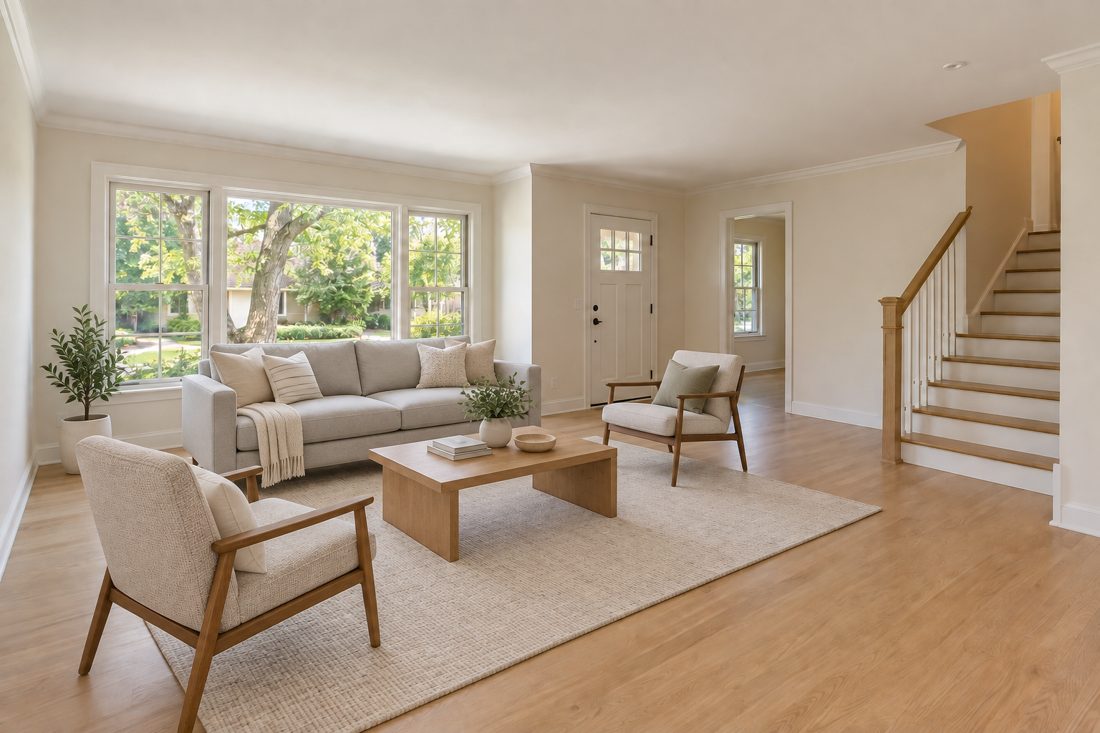 Living room: synthetic example with virtual furniture